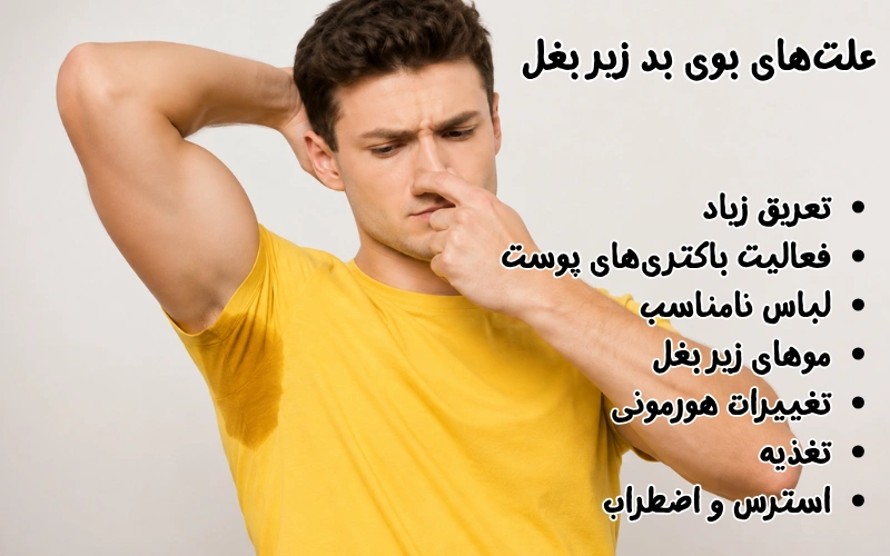 بوی بد زیر بغل را چگونه درمان کنیم؟ علتها، راهکارها و درمانهای مؤثر 2 مهم ترین دلایل بوی عرق